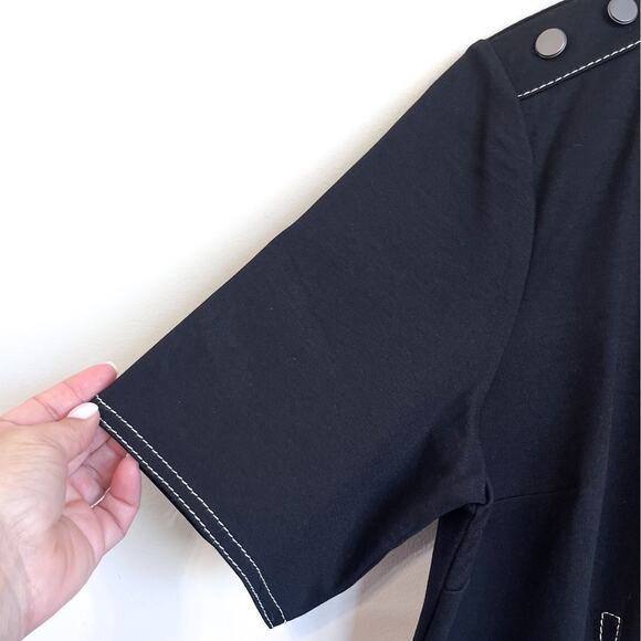 Talbots Sheath Dress Size 16 Black Contrast Stitching Classic Office Capsule - Picture 4 of 9